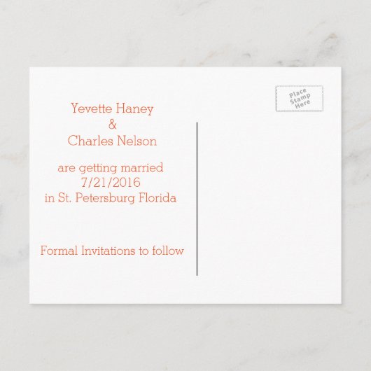 オレンジ色の水玉模様レトロ日付はがきを保存 案内ポストカード (裏面)