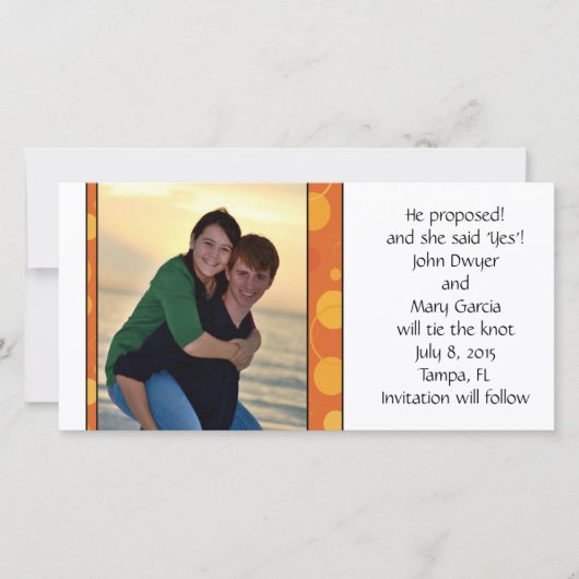 オレンジ色の水玉模様日付の保存 セーブザデート (正面)