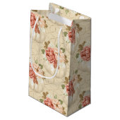 オレンジ色の水色のカボチャと花のシェード スモールペーパーバッグ (裏面アングル)