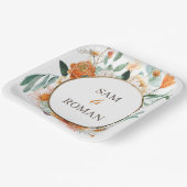 オレンジ色の水色のフローラ結婚の ペーパープレート (傾斜あり)