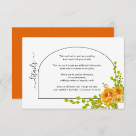 オレンジ色の水色の花とアーチ秋の結婚式 エンクロージャーカード