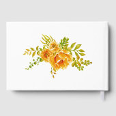 オレンジ色の水色の花とタイポグラフィ結婚の ゲストブック (裏面)