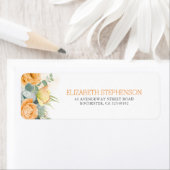 オレンジ色の水色の花エレガント ラベル (インサイチュ)