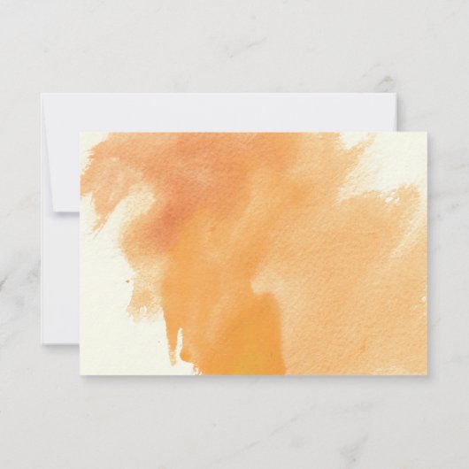 オレンジ色の水色の花フローラ秋の結婚式 出欠カード (裏面)