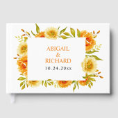 オレンジ色の水色の花結婚のフローラ ゲストブック (正面)