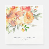 オレンジ色の水色の花結婚の色 スタンダードランチョンナプキン (正面)