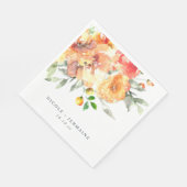 オレンジ色の水色の花結婚の色 スタンダードランチョンナプキン (角)