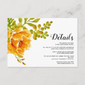 オレンジ色の水色の花結婚フローラ詳細 エンクロージャーカード (正面)
