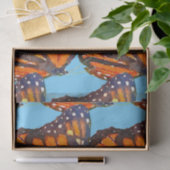 オレンジ色の水色の（昆虫）オオカバマダラ、モナーク蝶のブルースカイ 薄葉紙 (ギフト)