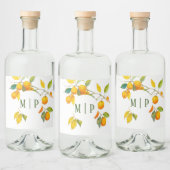 オレンジ色の水色テーマ明るい色 リキュールボトルラベル (ボトル)