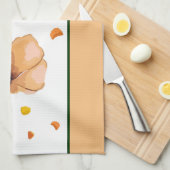 オレンジ色の水色ポピー キッチンタオル (四つ折り)