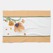 オレンジ色の水色ポピー キッチンタオル (横)