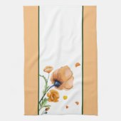 オレンジ色の水色ポピー キッチンタオル (縦)