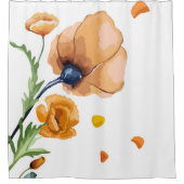 オレンジ色の水色ポピー シャワーカーテン (正面)