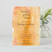 オレンジ色の水色メープルリーフサンクスギビングダイナー 招待状 (スタンド正面)