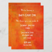 オレンジ色の汎用パーティーにおけるモダンアブストラクトペイント 招待状 (正面/裏面)