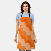 オレンジ色の波状海波のグラデーション エプロン (着用した状態)