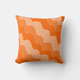 オレンジ色の波状海波のグラデーション クッション