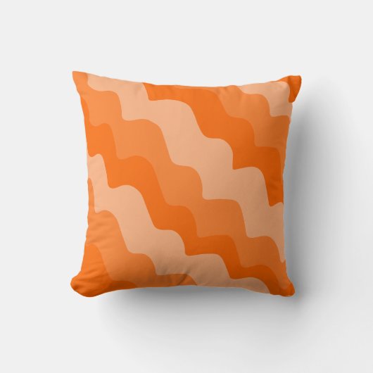 オレンジ色の波状海波のグラデーション クッション (正面)