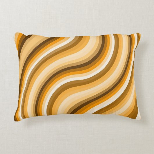 オレンジ色の波 アクセントクッション (正面)