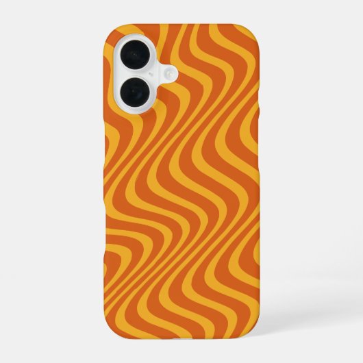オレンジ色の波 iPhone 16ケース (裏面)