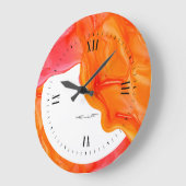 オレンジ色の流動的なジェードインクデザイン ラージ壁時計 (傾斜)