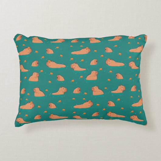 オレンジ色の浮きキャピバル アクセントクッション (正面)