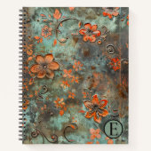 オレンジ色の浮き上がりフローラスパイラルノートブック ノートブック (正面)