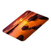 オレンジ色の海の景色、日没、カリフォルニア マグネット (左側)