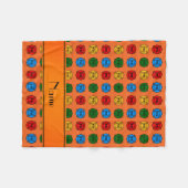 オレンジ色の消防パーソナライズされた部シンボルの名前 フリースブランケット (正面(横))