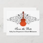 オレンジ色の渦巻き型ギター日付のはがきを保存 案内ポストカード (正面/裏面)