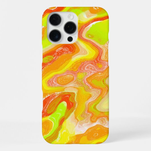 オレンジ色の溶岩大理石の地形テクスチャ 抽象的 iPhoneケース (裏面)