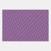 オレンジ色の漫画の犬のモットレームットクリスマス ラッピングペーパーシート (正面)