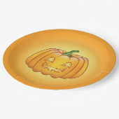 オレンジ色の漫画ハロウィーンカボチャ ペーパープレート (アングル)