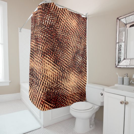 オレンジ色の濃い十字型の傷と影 シャワーカーテン (インサイチュ)