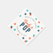 オレンジ色の濃い青の紙吹雪が赤ちゃんポップ・アートののシャワー準備 スタンダードカクテルナプキン (角)