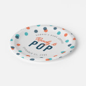 オレンジ色の濃い青の紙吹雪が赤ちゃんポップ・アートののシャワー準備 ペーパープレート (アングル)