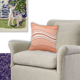 オレンジ色の濃淡のレイヤードライン装飾用クッション クッション