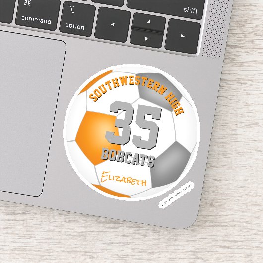 オレンジ色の灰色のチームカラーの子供10代のサッカー シール (詳細)