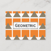 オレンジ色の灰色の三角形ジオメトリ 名刺 (正面)