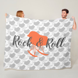 オレンジ色の灰色の世紀中頃ロッキングチェアパターン フリースブランケット