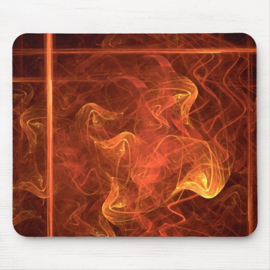 オレンジ色の炎が黒い抽象芸術アートワーク マウスパッド (正面)