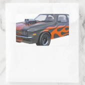 オレンジ色の炎と黒で70のマッスルカー 長方形シール (バッグ)