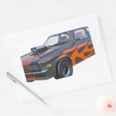 オレンジ色の炎と黒で70のマッスルカー 長方形シール (封筒)