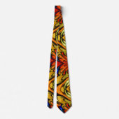 オレンジ色の炎モーフィングカットガラス ネクタイ (裏面)