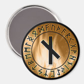 オレンジ色の炎ルーン円[10.Nauthis]マグネット マグネット (正面/裏面)