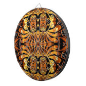 オレンジ色の炎先住民トーテムポールの部族パターン ダーツボード (正面右)