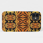 オレンジ色の炎先住民トーテムポールの部族パターン Case-Mate iPhoneケース (裏面(横))