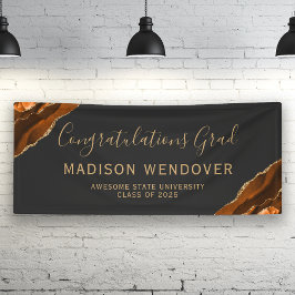 オレンジ色の焦げ付き濃い卒業祝い 横断幕