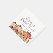 オレンジ色の焦茶色のトンボの花のウェディングシャワーナプキン スタンダードカクテルナプキン (角)